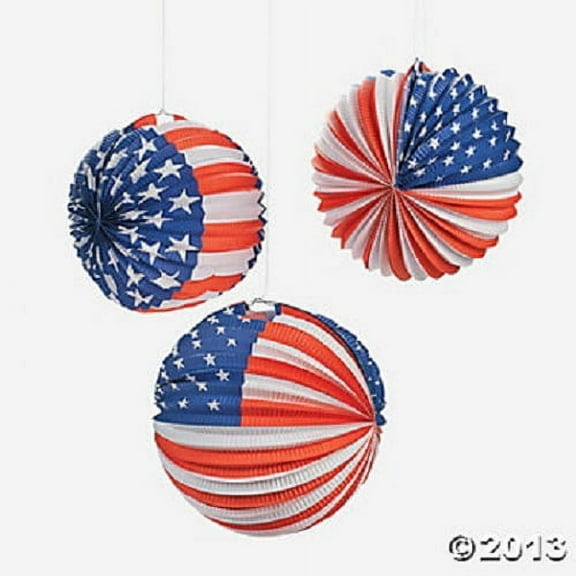 Patriotic Paper Balloon Lanterns USA July 4th Party Decoration Set of 6