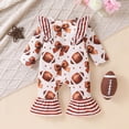 thumbnail image 5 of mgoYE Baby Girl Cowgirl Outfit Hat Boots Print Romper 3 6 12 18M Western Jumpsuit Long Sleeve Ruffle Romper, Infant Cowgirl Outfit, Fall Winter Clothes(Coffee,12-18 Months), 5 of 9