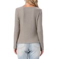 thumbnail image 3 of INSPIRE CHIC Knit Top for Women's Long Sleeve Button Fitted Solid Casual Blouse S Camel, 3 of 6