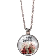 Christmas Necklace Vintage Glass Christmas Tree Santa Elk Crutch Pendant Necklace Crystal Embossed Christmas Necklace Sweater Chain Holiday Jewelry for Women
