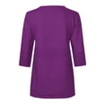 thumbnail image 5 of Feancey Womens 3/4 Length Sleeve Tops Casual Business Summer Tees Quarter Zip Up Collarless T-Shirt Dressy Trendy Going Out Blouse Purple S, 5 of 6