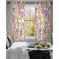 thumbnail image 3 of Watercolor Floral Sheer Curtains 54 Inch Length 2 Panels Set for Living Room/Bedroom, Retro Botanical Flowers Leaves Spring Beige Kitchen Curtains Grommet Curtains Window Treatments 42"x54"x2, 3 of 7