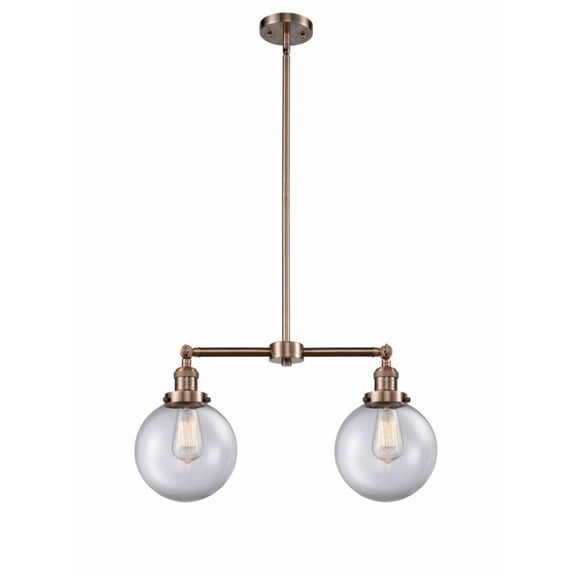 Innovations 2-LT Vintage LED Beacon 25" Chandelier - Antique Copper - 209-AC-G202-8-LED