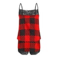 thumbnail image 4 of Tnhcen Christmas Women's 2-Piece Pajama Sets Lace Splicing Print Sleeveless Sling Tank Shorts Snug Nightwear Homewear S-2XL, 4 of 5