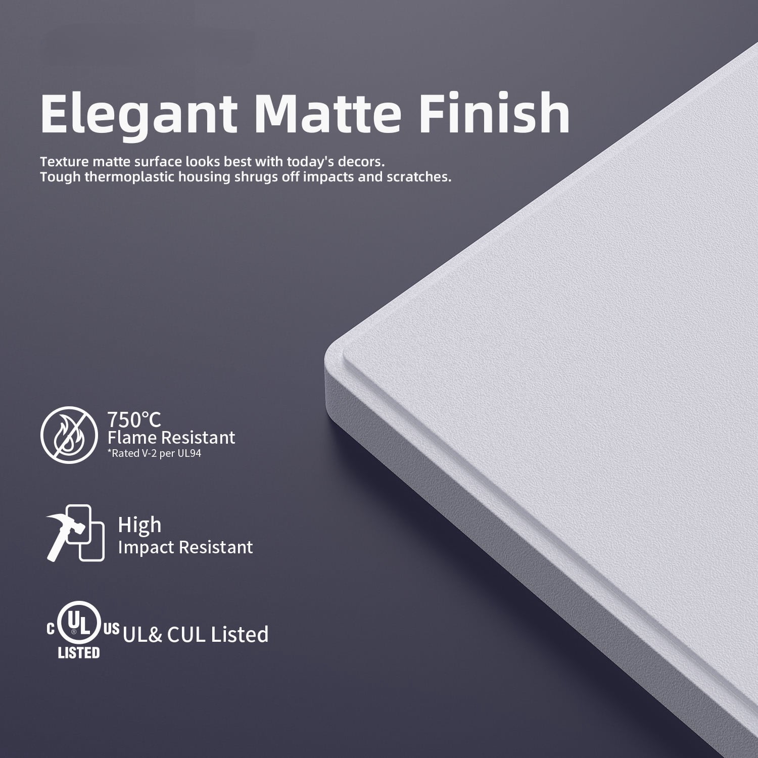 Hyper Tough 1-Gang Screwless Wall Plate for Standard Decorator Devices, Mid-Size, White