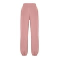 thumbnail image 5 of Sweatpants for Women Solid Color Elastic Waist Sports And Leisure Belt Pocket Threaded Ankle Pants Sawvnm Pink L, 5 of 9