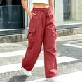 thumbnail image 2 of Evdexr Parachute Cargo Pants for Women Baggy Drawstring Sweatpants with Pockets Fall Winter Trendy Y2k Joggers Wide Leg Lightweight Loose Fit Trousers S, 2 of 6