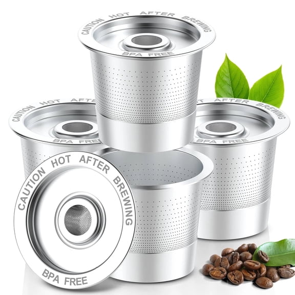 4 Pack Reusable K Cups Coffee Pods for Keurig 1.0: Stainless Steel Refillable K Cup - Reusable Coffee Filter for Keurig 1.0 Coffee Maker, Permanent, Eco-Friendly, Innovative Design