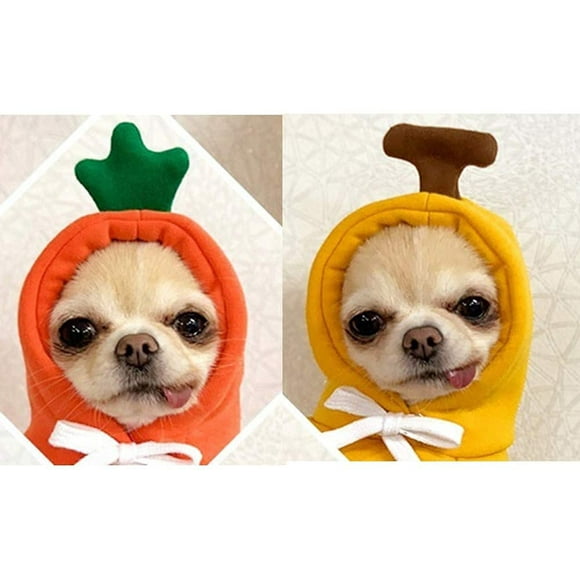 Ensemble de 2 Chandails de Vêtements de Chiot pour Petit Chien Chihuahua Hiver Chaud Sweat-Shirt Mignon avec des Vêtements pour Animaux de Compagnie Hoodie Manteau Polaire (Banane + Carotte-L)