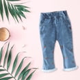 thumbnail image 4 of Coerni Casual Pants Toddler Baby Girls Strawberry Pattern Denim Pants Lace Edge Elastic Waist Jean Summer Fashion Casual Trousers, 4 of 8