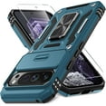 thumbnail image 1 of KOMI Case for Google Pixel 9/9 Pro with Slide Camera Cover+Screen Protector(1 Pack), Rotated Ring Kickstand Military Grade Shockproof Protective Cover-Light Blue, 1 of 5