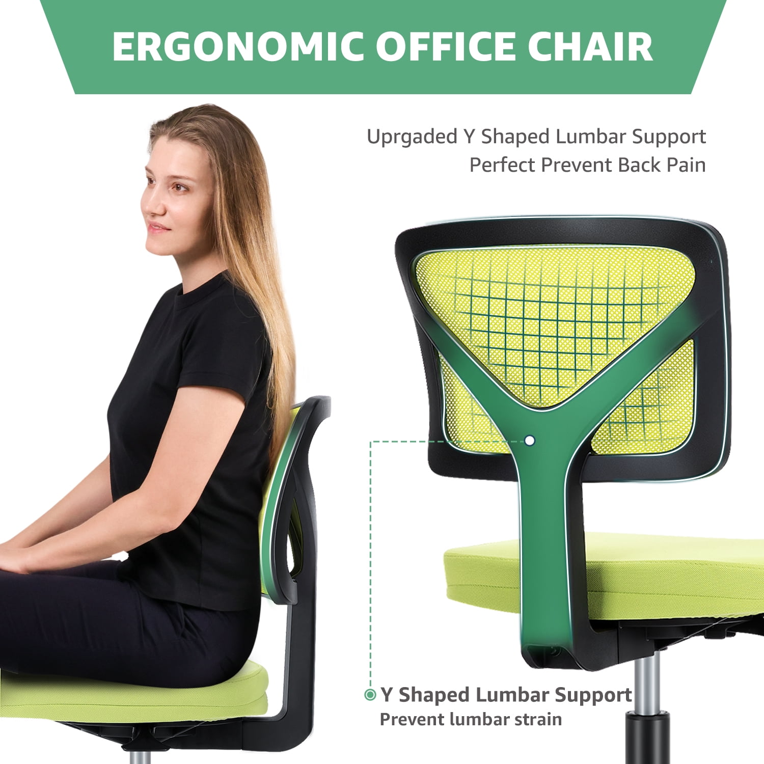 MAYEERTY Ergonomic Mid-Back Executive Office Chair Swivel Computer Desk Task Chair，Black