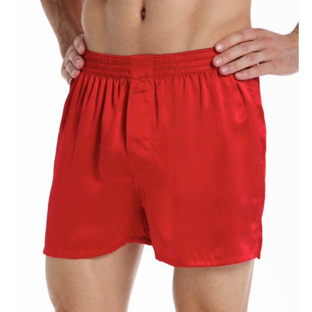 Men's Intimo M101001 Solid Silk Boxer (Red M)