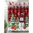 thumbnail image 2 of Christmas Snowman Shower Curtain Set ，Waterproof Fabric Shower Curtains Xmas Tree Socks Ball Winter Red Plaid Shower Curtains for Bathroom,Bathroom Decor 72"x84", 2 of 6