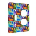 thumbnail image 1 of KuzmarK™ 2 Gang Single Toggle / Single Duplex Wall Plate - Four Colorful Two Tone Kitties Abstract Cat Pattern Art by Denise Every, 1 of 1