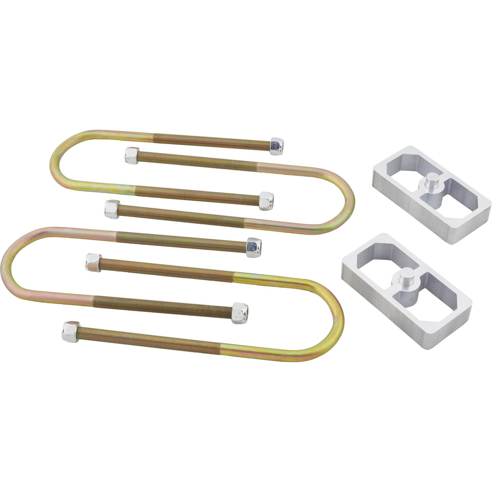 Universal Leaf Spring Lowering Block Kit, 1 Inch Drop, Extruded Aluminum Blocks 2.5" Wide x 5