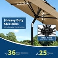 thumbnail image 5 of Emorefun 9ft Patio Umbrellas, Large Outdoor Umbrella with 32 Solar Powered LED Lights and Tilt & Crank Mechanism for Poolside, Deck, Tan, 5 of 8
