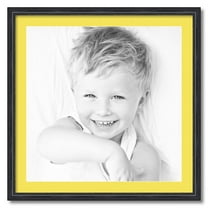 ArtToFrames 28x28" Matted Picture Frame with 24x24" Single Mat Photo Opening Framed in 1.25" Black Stain on Solid Red Oak and 2" Canary Mat (FWM-4083-28x28)