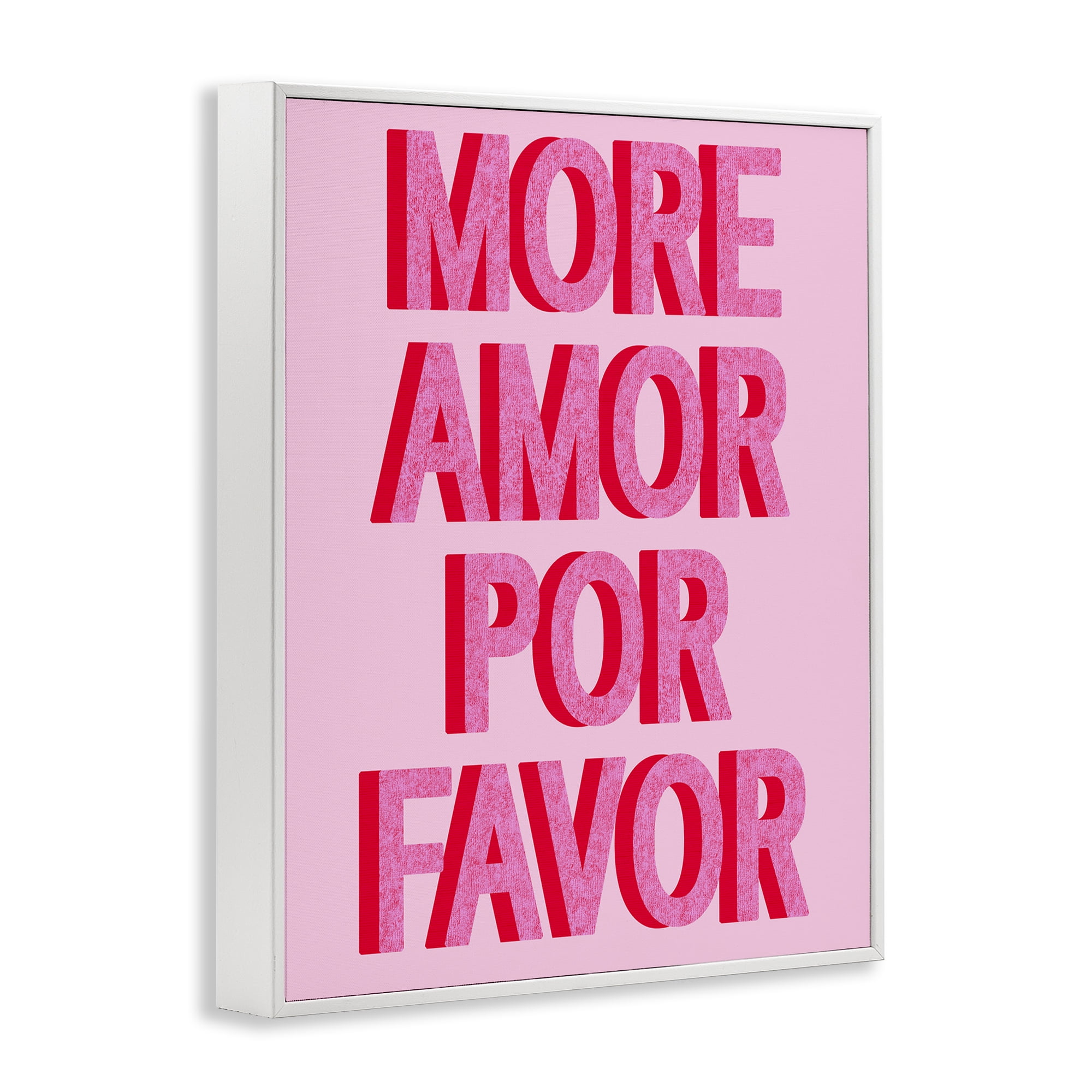 Stupell Industries Pink More Amor Typography Painting White Framed Art Print Wall Art, 16 x 20