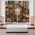 thumbnail image 2 of Ambesonne Rustic Kitchen Curtains, American Barn Western Farm, 55"x24", Paprika Caramel and Dark Teal, 2 of 3
