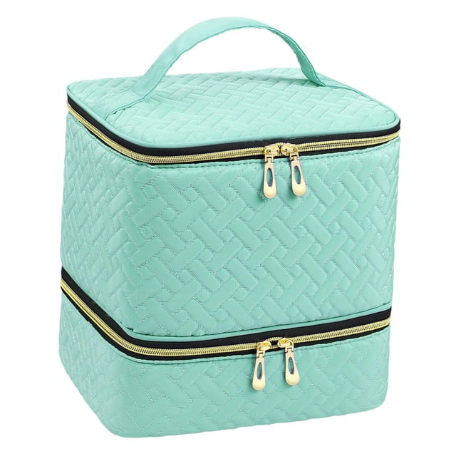 Organizador de esmaltes de uñas, portátil, resistente, para viajes, con capacidad para 30 botellas. verde