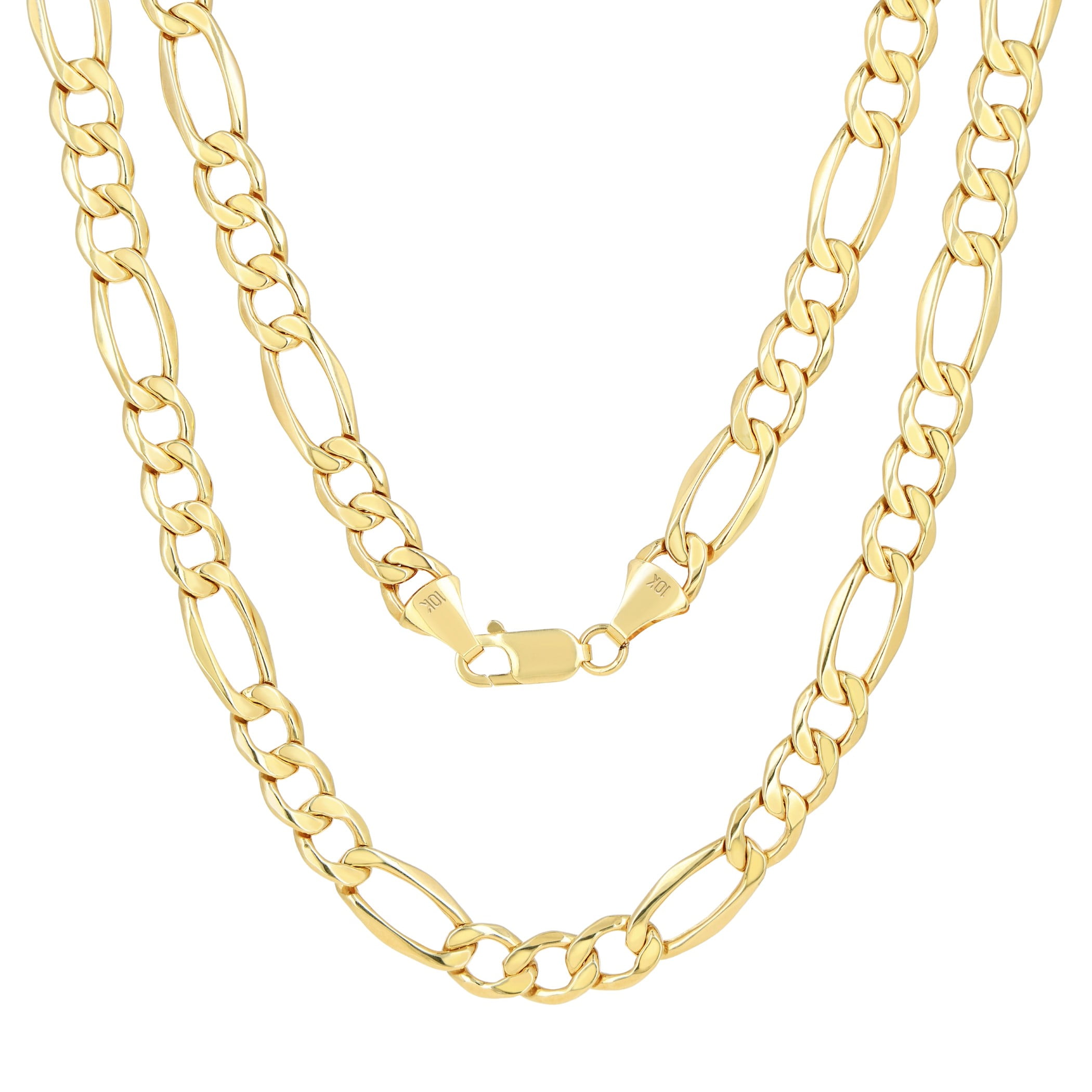Nuragold 10k Real Yellow Gold Figaro Link 9mm Chain Necklace (20"-30") Italian Jewelry for Men