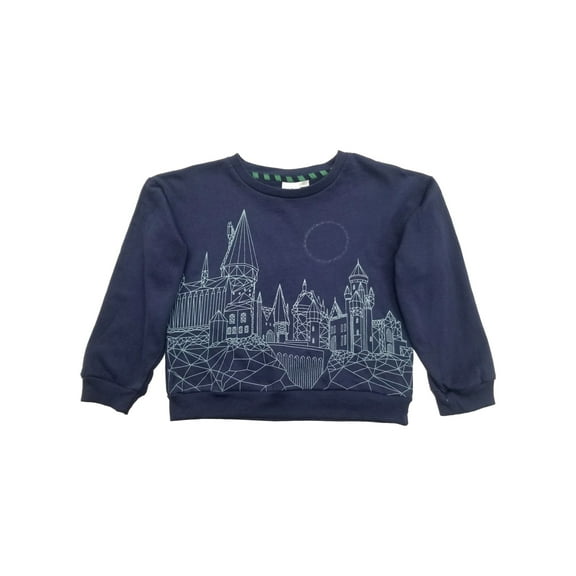 Harry Potter Girls Navy Blue Hogwarts Castle Print Sweatshirt Sweat Shirt M (8)