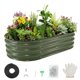 thumbnail image 1 of QinaQin Cama de cultivo galvanizada de 4x2x1 pies con base abierta y borde de goma, jardinera ovalada para flores, hierbas y vegetales, armado fácil, 1 of 7