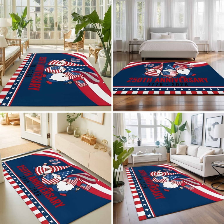 アメリカのラグ Rectangle Area Rugs 2.7 x 5 Ft, American Flag 250 Year Anniversary