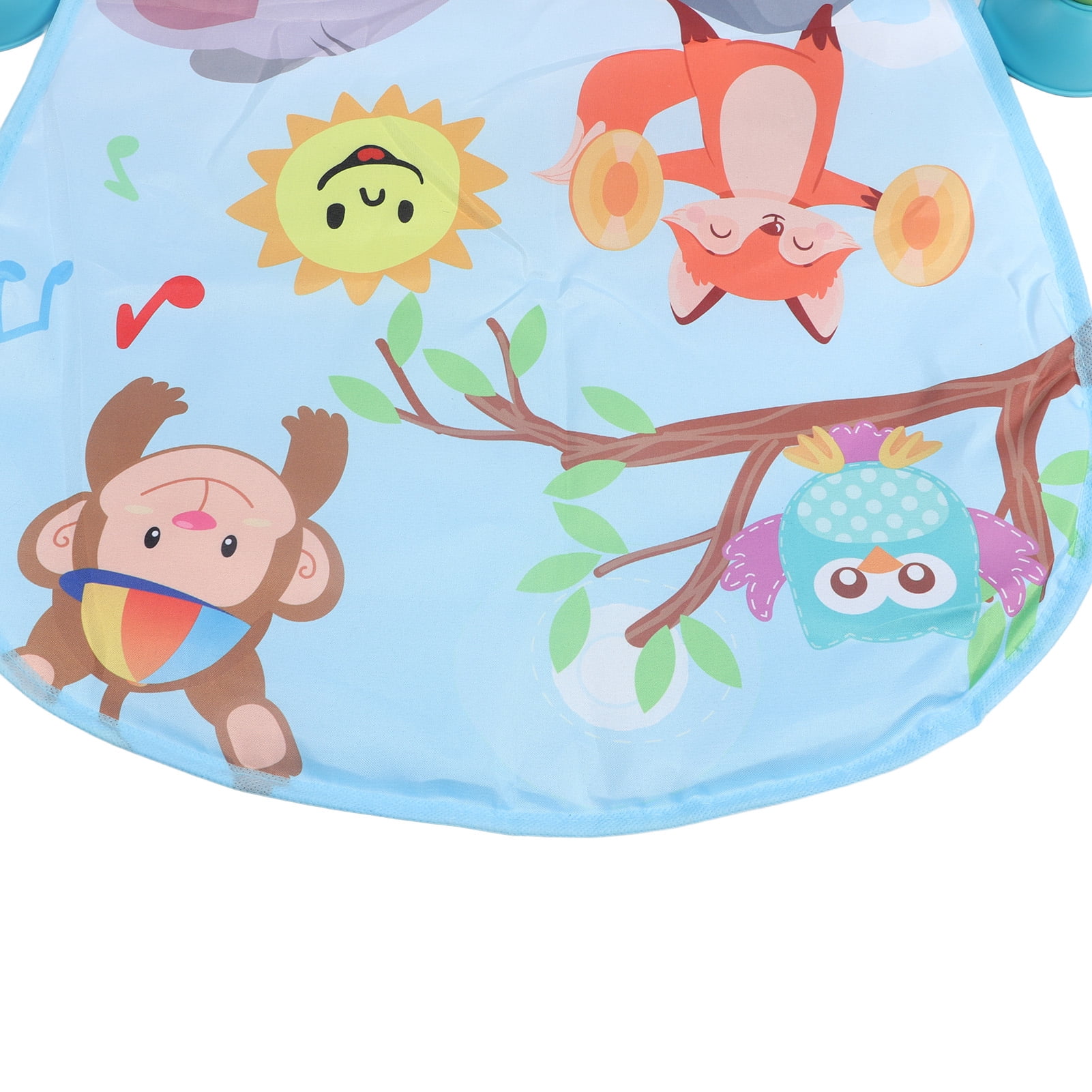 BIMZUC Baby Gyms Play Mat Infant Activity Play Piano Tummy Time Mat with Hanging Rattles Monkey and Owl Pattern, Multicolor