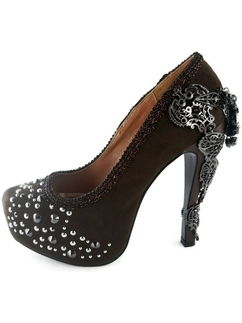 Hades Shoes H-Amina 6 inch Victorian renaissance pump Suede