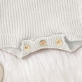 thumbnail image 4 of FAIWAD Infant Baby Girl Boy Fall Winter Romper Long Sleeve Button Up Ribbed Knitted Fall Winter Outfit Newborn, 4 of 5