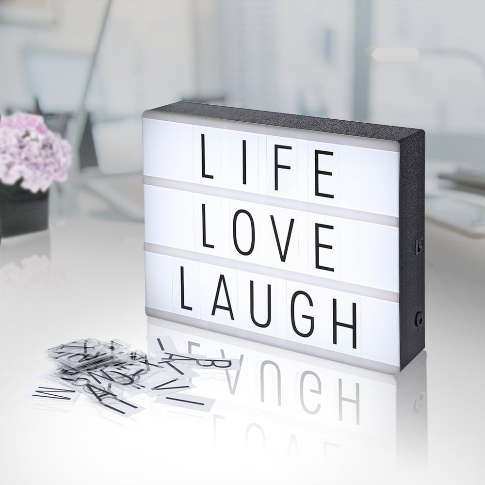 DIY Personal LED Sign,Marquee Style LED Lightbox w 220 Letters Emojis Numbers for Festival/Birthday/Anniversary/Home/Wedding/Shop Décor,USB Or Battery Powered A4 Cinema Light Box Message Light Box