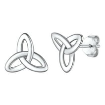 Silvora Sterling Silver Stud Earrings for Women Triquetra Celtic Knot Earrings Piercing Studs for Sensitive Ears Irish Ear Jewelry