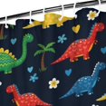 thumbnail image 3 of Dark Cartoon Dinosaurs Flowers Hearts Palm Trees Pattern Shower Curtain 36"x72" ,Bathroom Decorative Shower Curtains Set with 12 Hooks,Modern Waterproof Washable Shower Curtain, 3 of 6