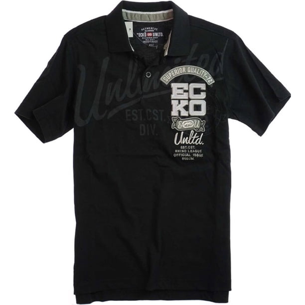 Ecko Unltd. Polo de rugby con bloque numérico Ss Script para hombre, negro, extra pequeño