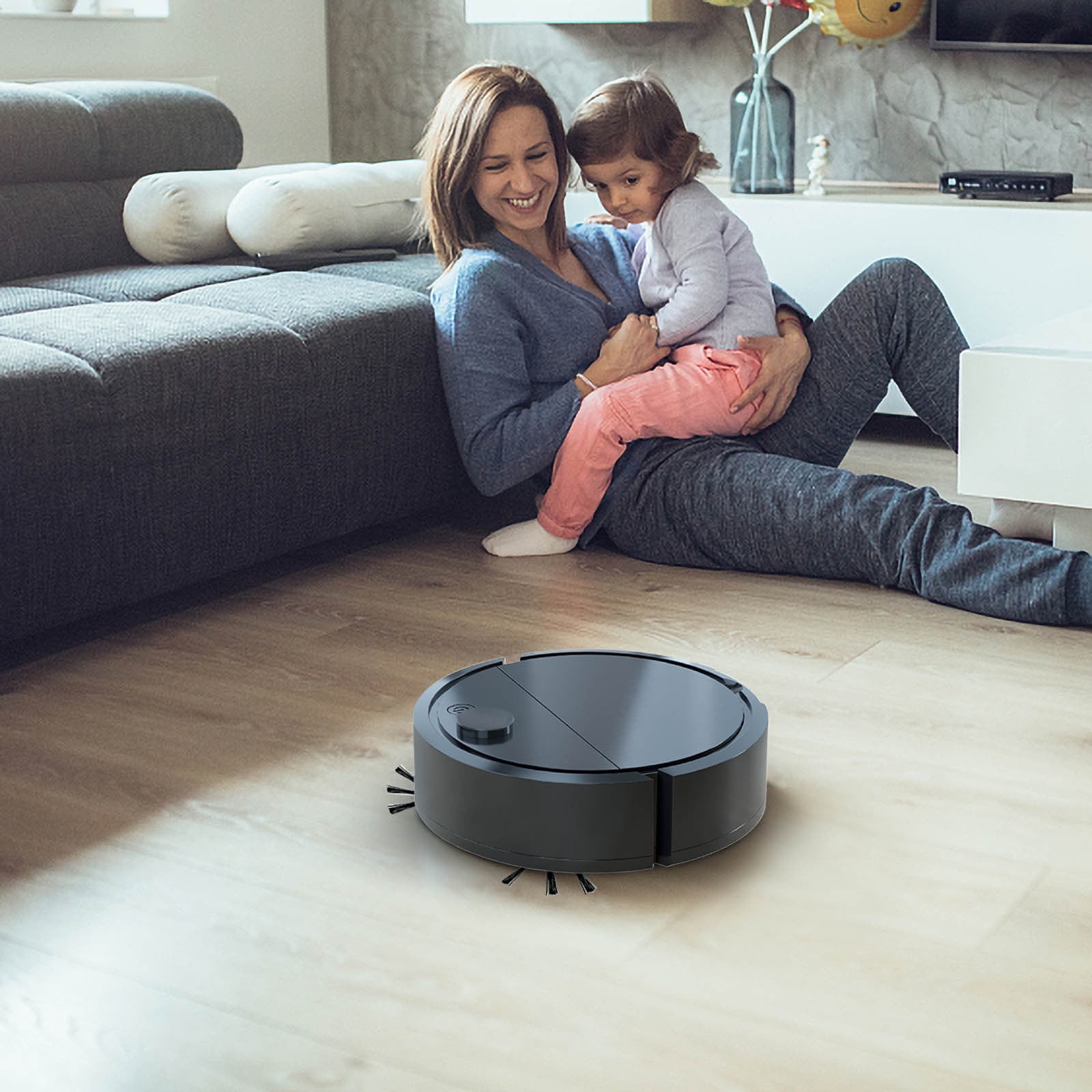 SPOORYYO Robot Vacuum And Mop Combo Mini 18x18x5.4cm 400mAh Lithium Battery 55db Quiet Operation Integrated Sweeping Suction Mopping Home Essentials