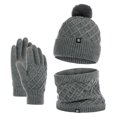 thumbnail image 1 of CSChome Hat Scarf Gloves Set Winter Hat Scarf Set - 3 Pcs Unisex Thick Warm Elastic Non-Slip Windproof, 1 of 6