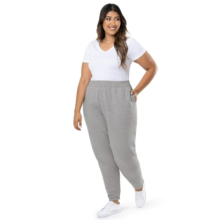 Terra & Sky Women's Plus Size Cotton Blend Fleece Sweatpants, 2-Pack