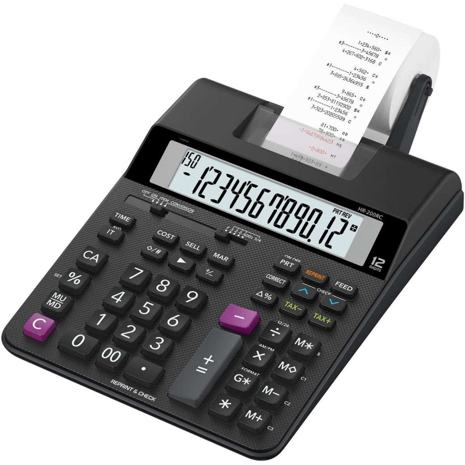 Desktop Printing Calculator with Dual-Color Print & 150-Step Check | Cost/Sell/Margin, Tax & Calendar