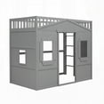 thumbnail image 5 of Twin Size House Loft Bed With Ladder in Gray - Sturdy Pine Wood Construction, 5 of 15