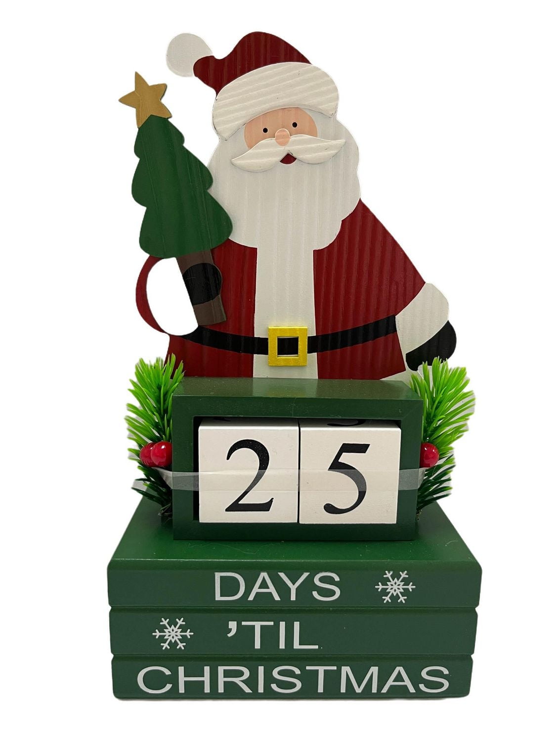 Holiday Time Santa Advent Calendar 10" Tall Count Down To Christmas