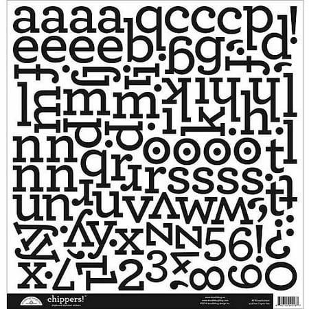 Chippers Monochromatic Chipboard Alphabet Stickers, 12