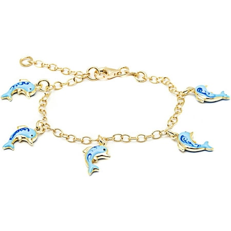 Pori Jewelers 18kt Gold-Plated Sterling Silver Baby Charm Bracelet, 6