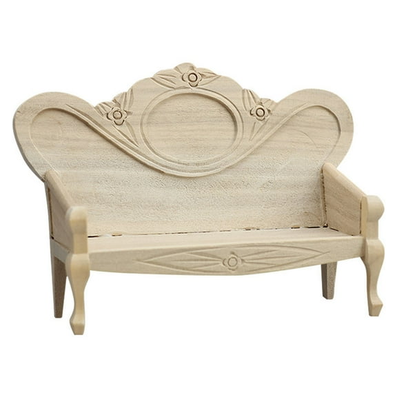 Wooden Dollhouses Sofa Chair for Miniature Living Room Decoration Realistic 1/12 Scale Couch Chair for Collector