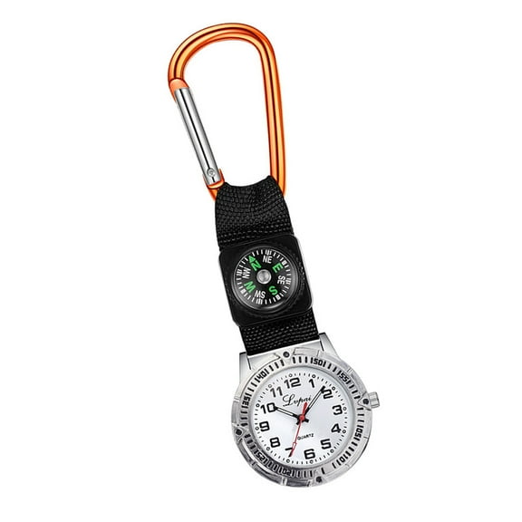WRITWAA Mountaineering Watch with Compass and Carabiner Design for Nurses or Doctors in Alloy Glass 3.5 inch