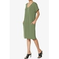 thumbnail image 3 of TheMogan Robe T-Shirt à Manches Courtes Col en V avec Poche pour Femmes P-3X, 3 of 6