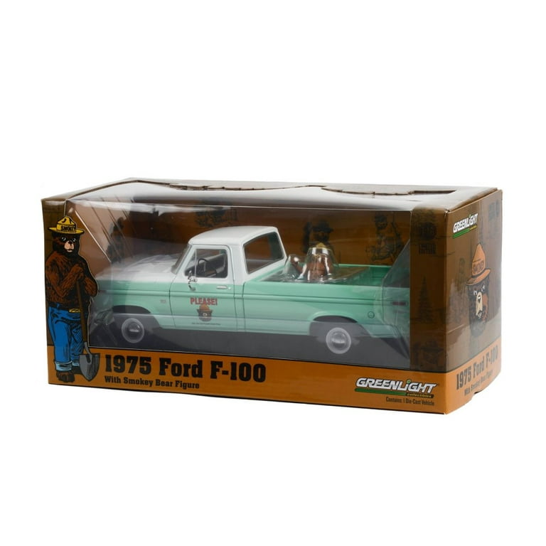 1975 Ford F-100 w/ Smokey Bear Figure, Green - Greenlight