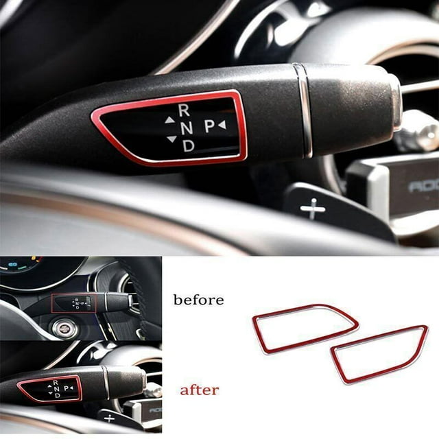 2x pour Benz C-Class 15-21 Levier de Vitesse Intérieur F pour Ram e Trim Aluminium Rouge