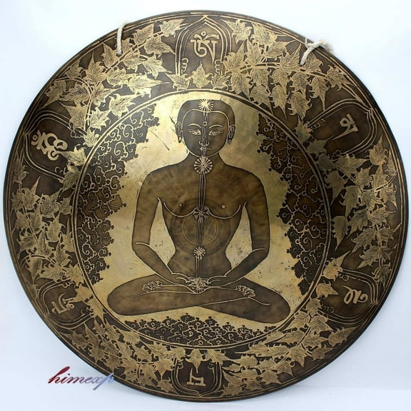 48 Cm Buddha Shakti Carved Super Sound Temple Tibetan Healing Gong from Nepal